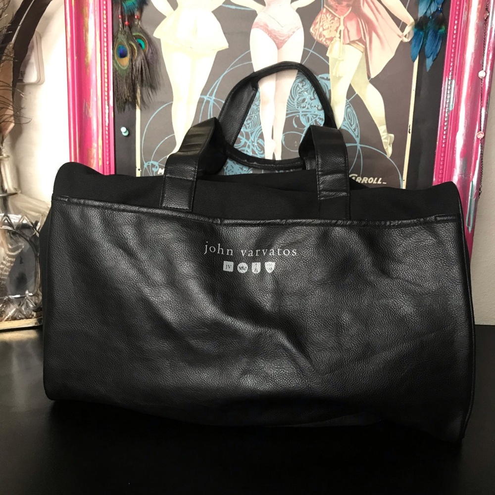 John Vavartos black canvas duffle weekender bag